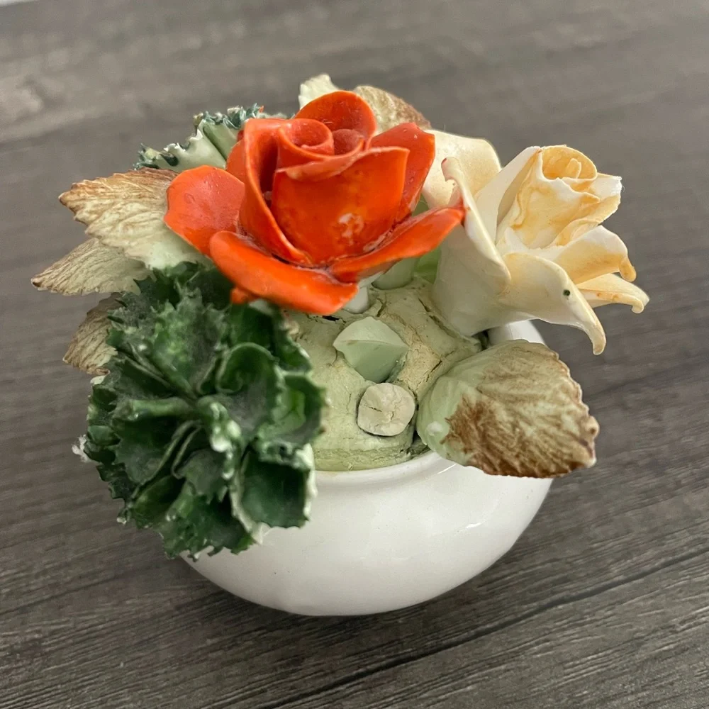 Vibrant Faux Floral Ceramic Accent